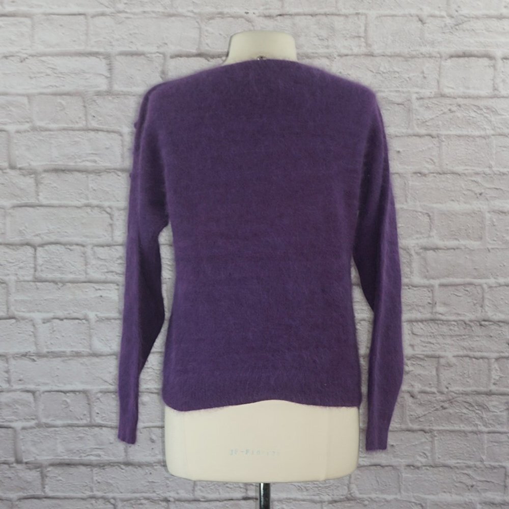 Vintage 80s Purple Bobble Lambswool Angora Sweater - Picture 3 of 6